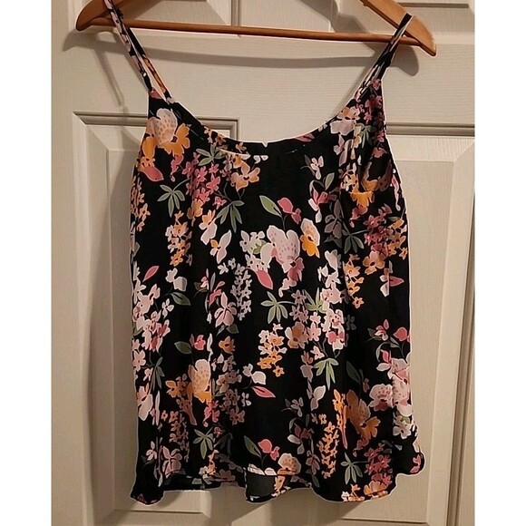 A New Day Summer Top Large Floral Babydoll Layered Ruffle Tank Adjustabl Straps - Picture 5 of 7